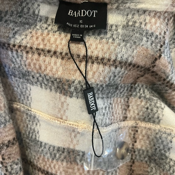 Bardot long plaid fuzzy shacket, xsmall - Picture 3 of 3